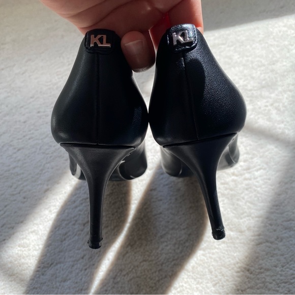 Karl Langerfeld black leather heels (size 6M) - Picture 4 of 7
